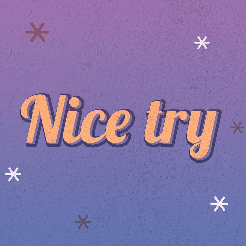 Nice try text dreamy vintage star typography