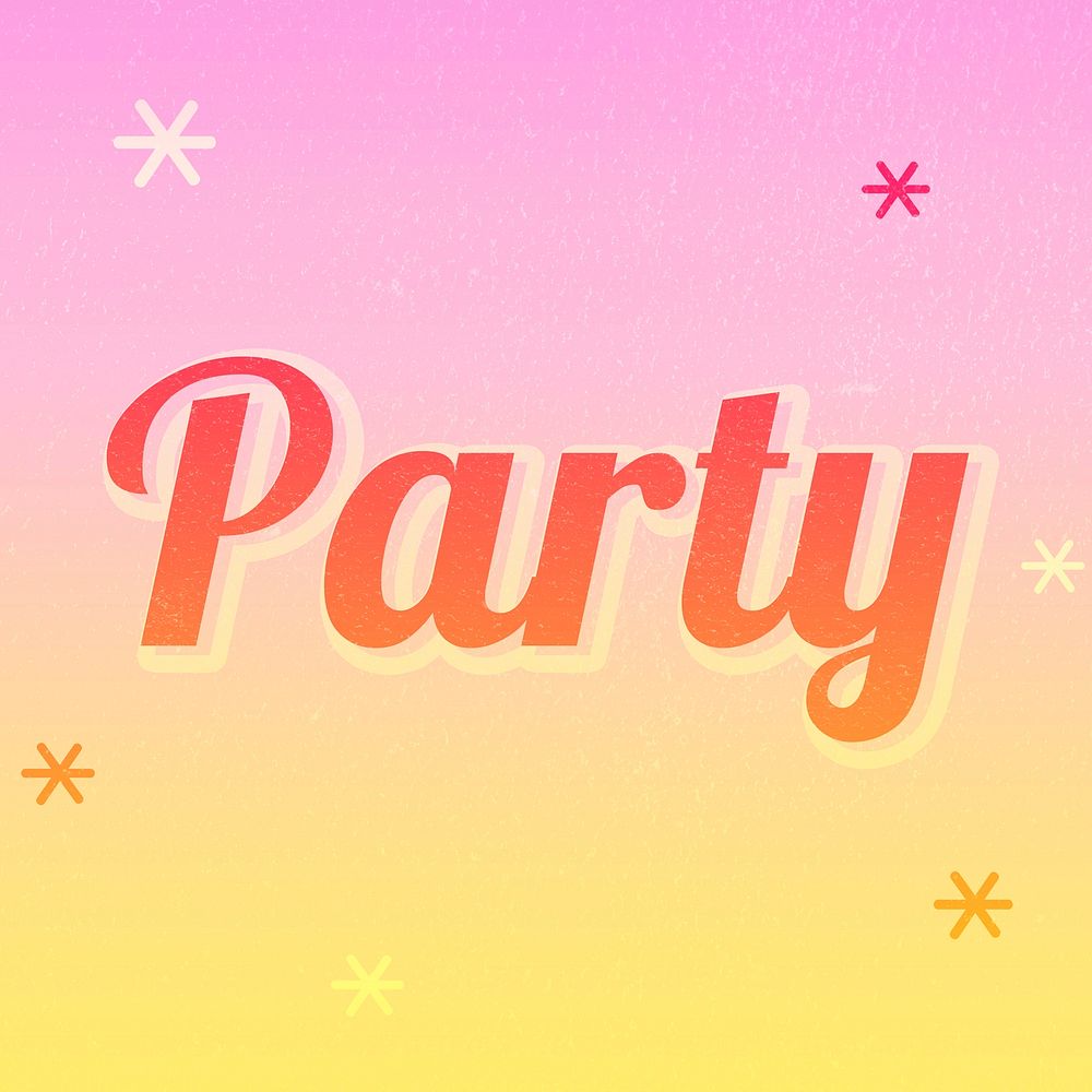 Party text magical star feminine typography