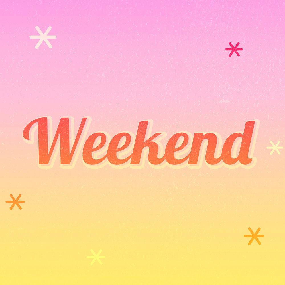 Weekend word colorful star patterned typography
