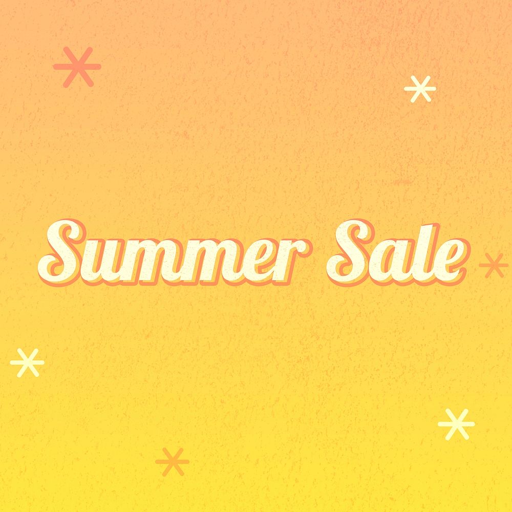 Summer sale word orange gradient text