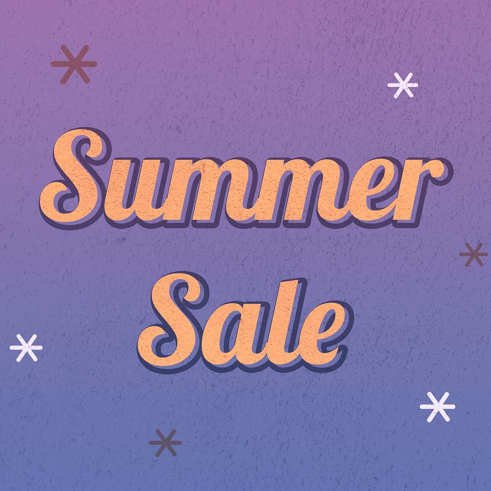 Summer sale text dreamy vintage star typography