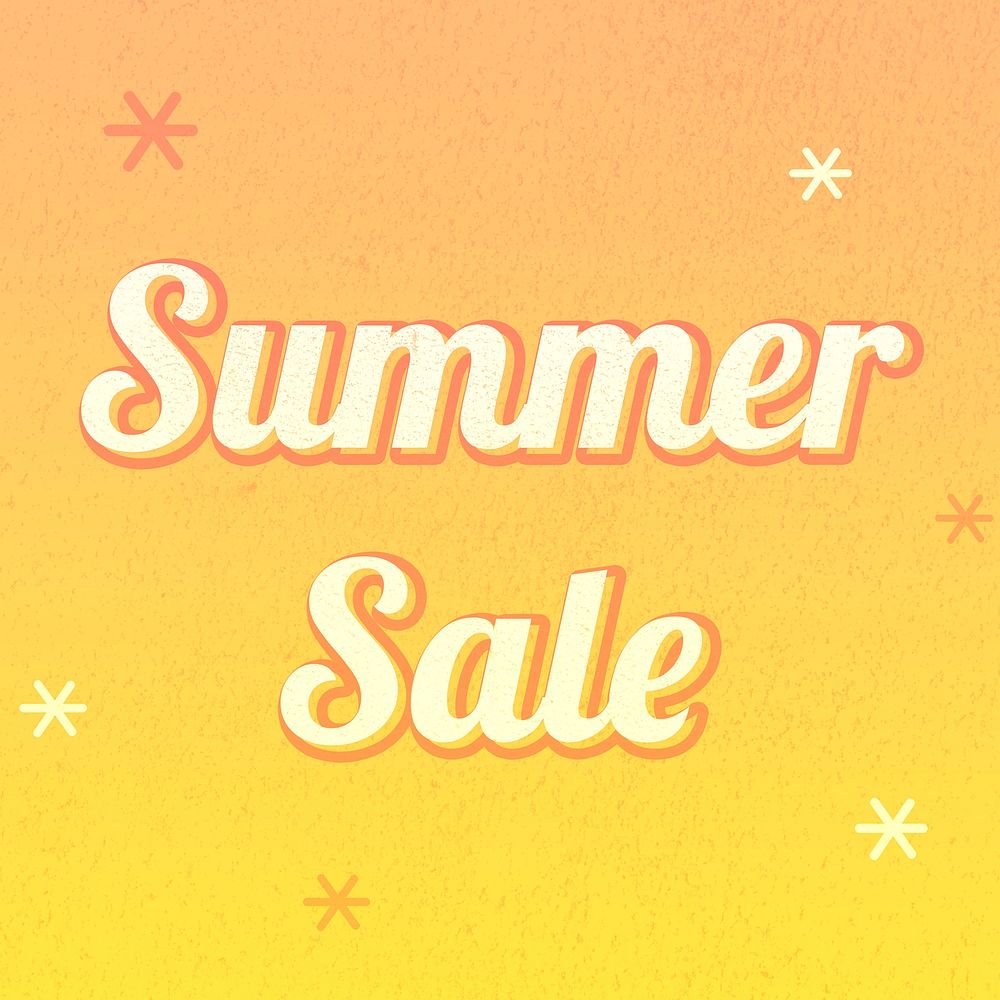 Summer sale word orange gradient text