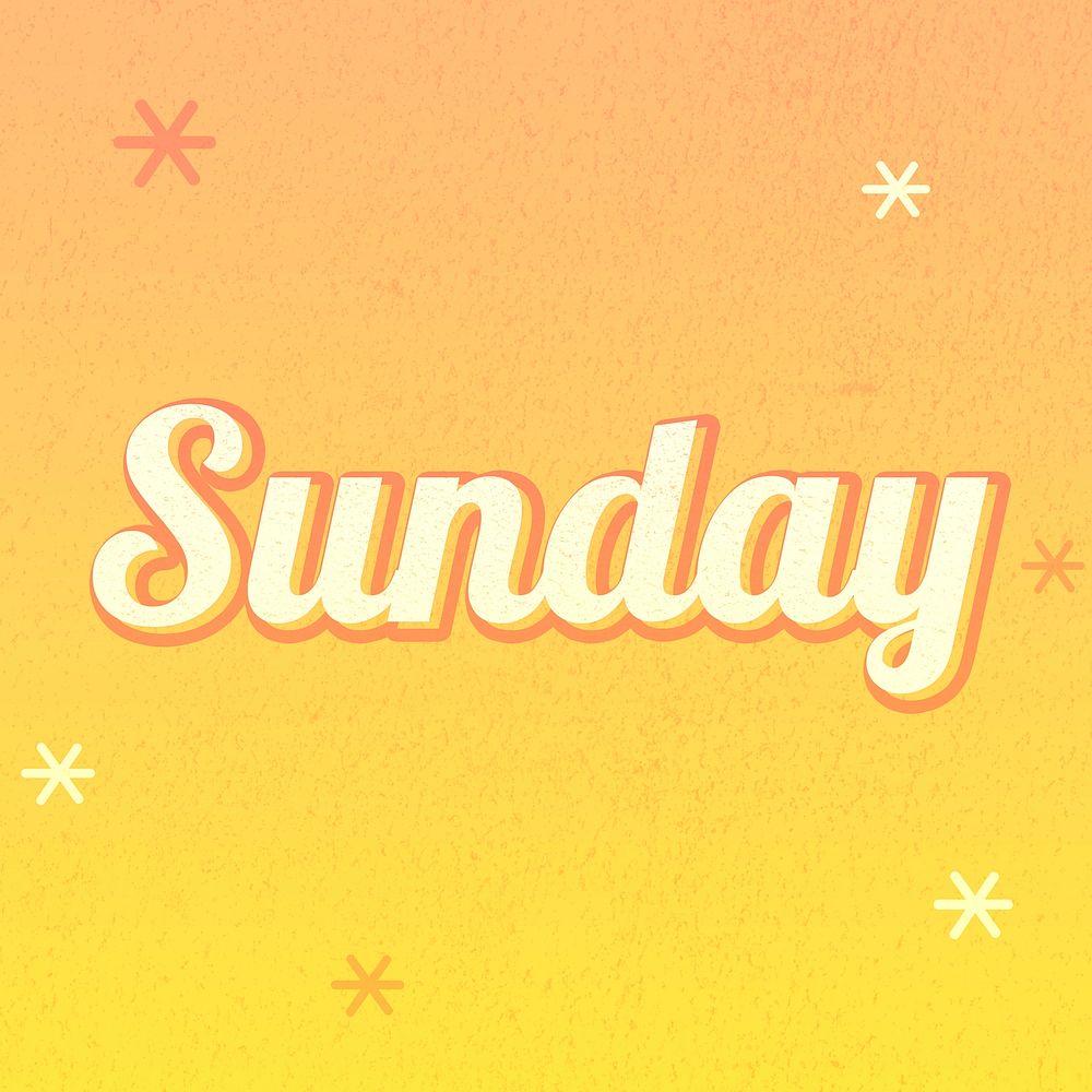 Sunday word orange gradient text