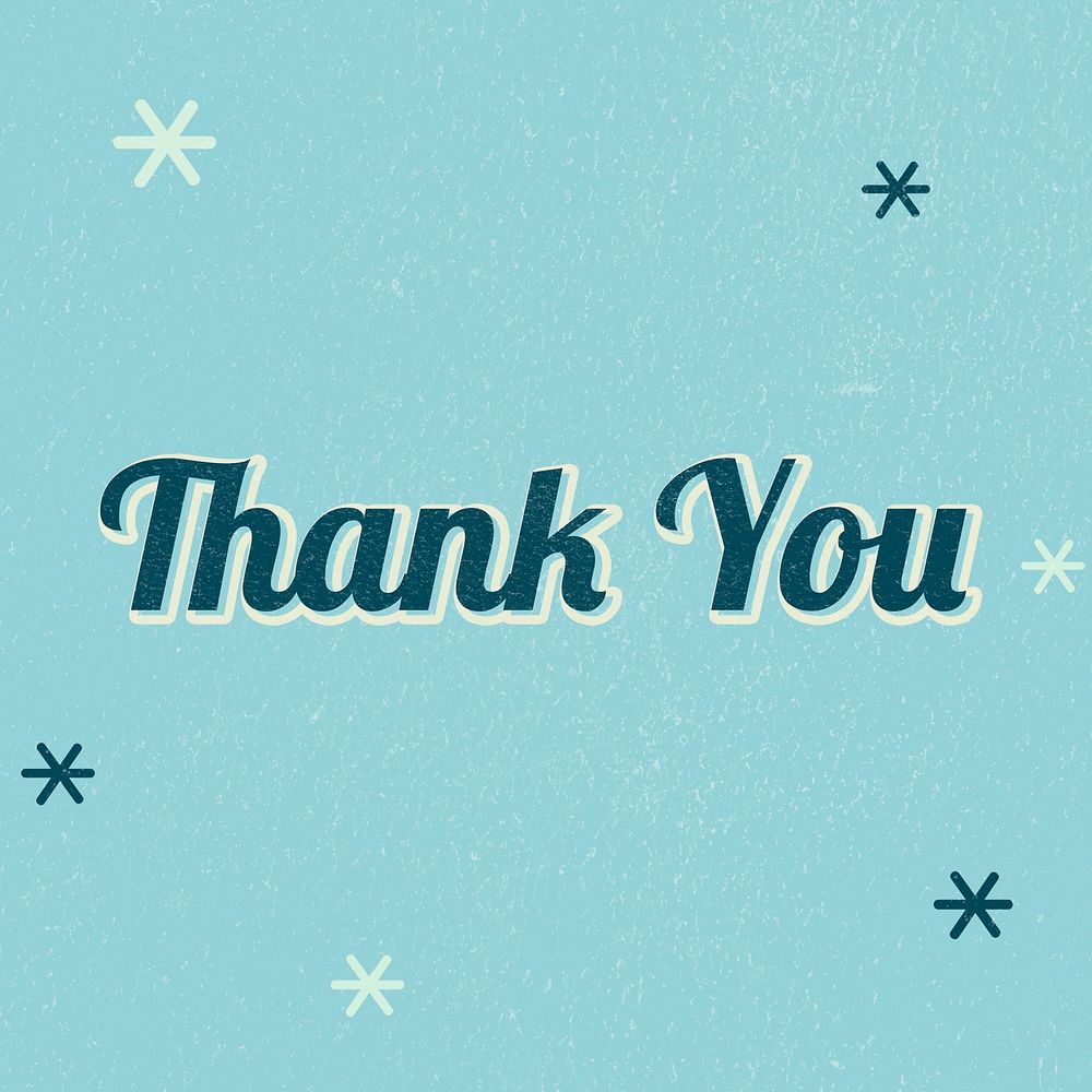 Thank you text magical star feminine typography