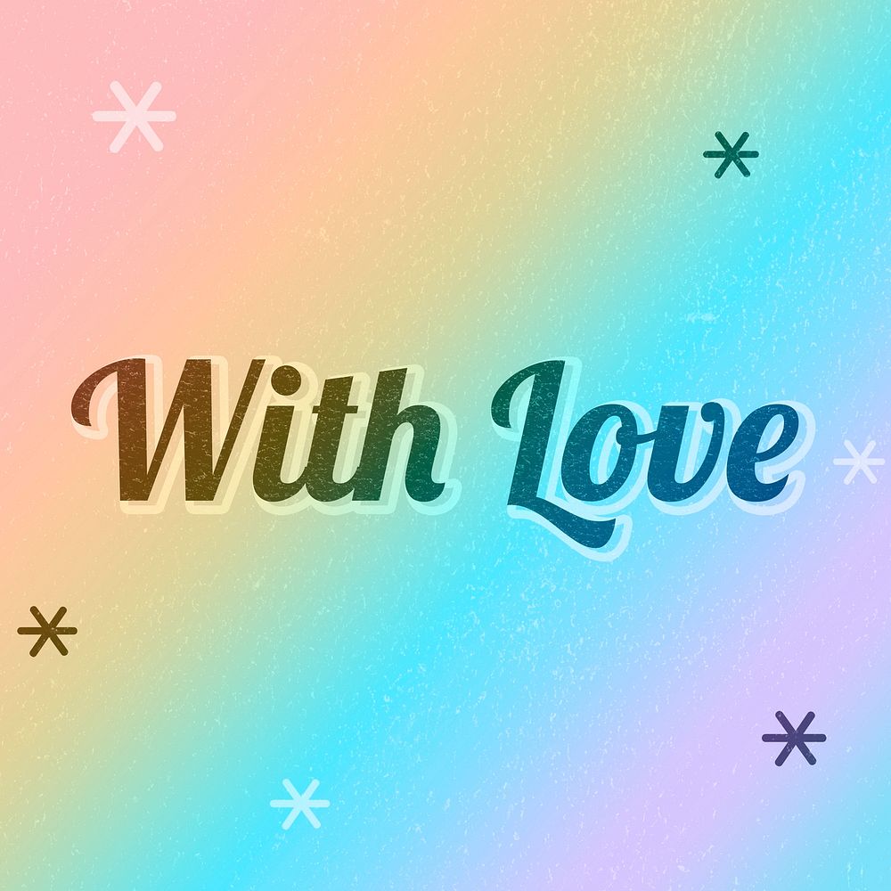 With love word gay pride rainbow font