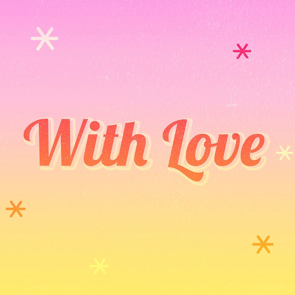 With love word colorful star patterned typography