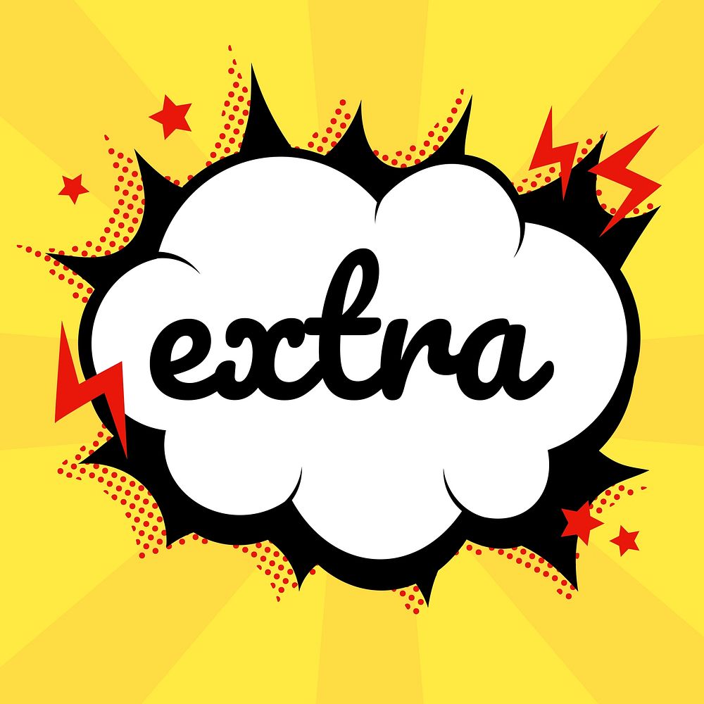 Extra word comic speech bubble calligraphy clipart
