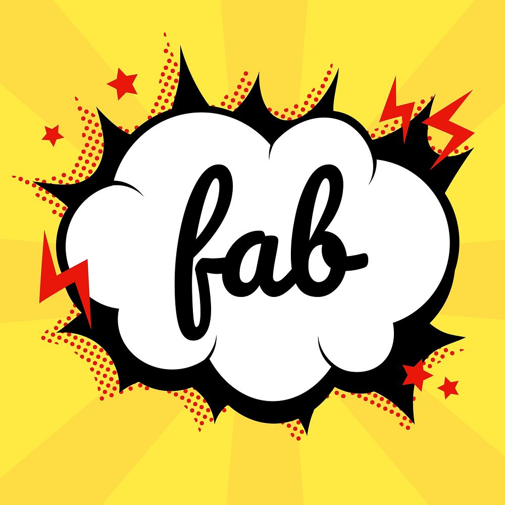 Fab word comic speech bubble calligraphy clipart