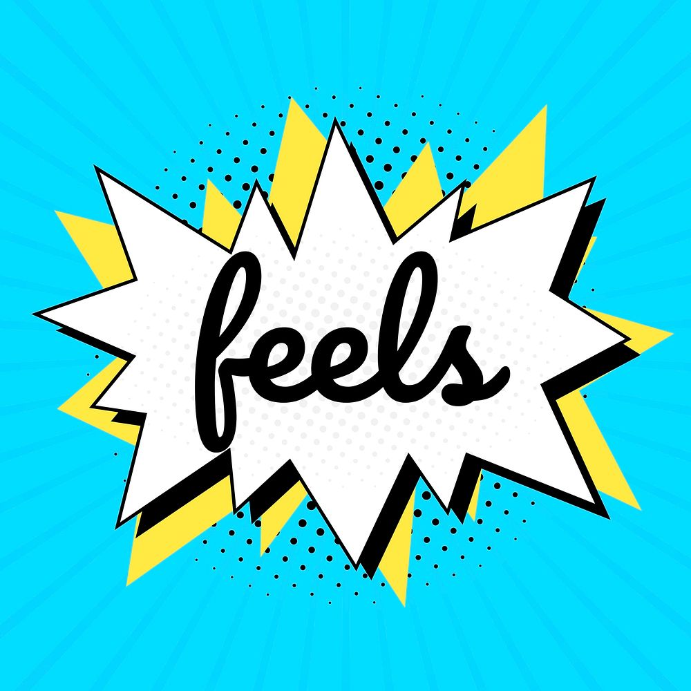 Feels text comic typeface clipart for kids