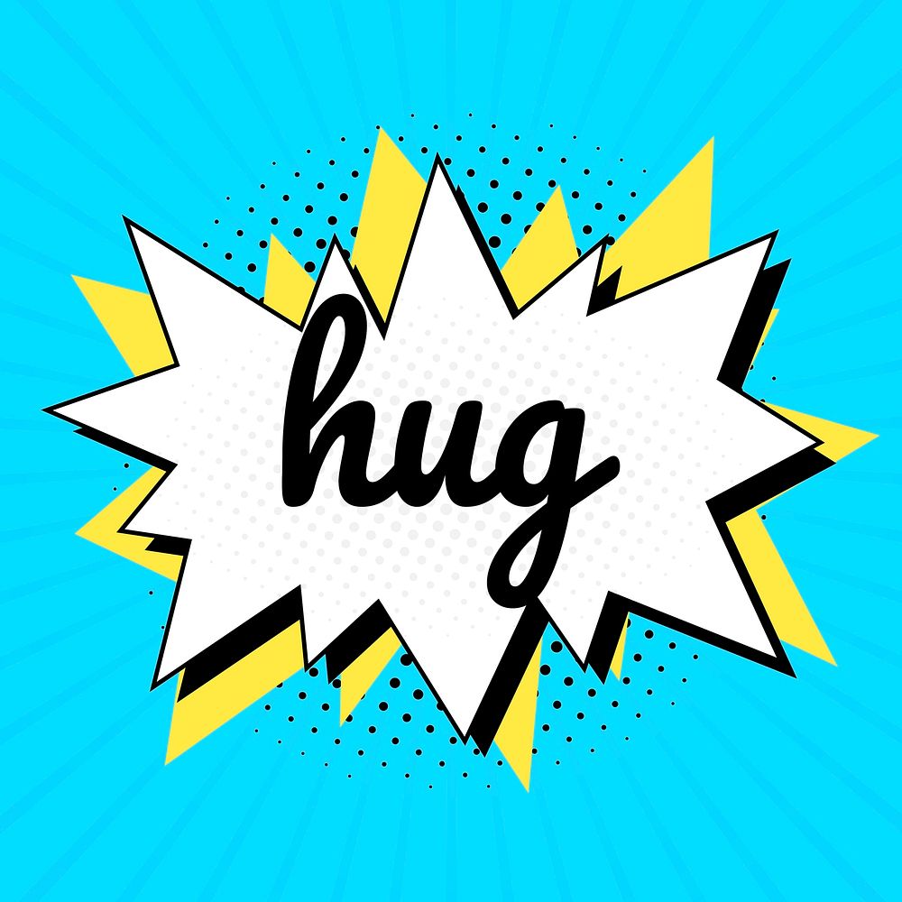 Hug text comic typeface clipart for kids