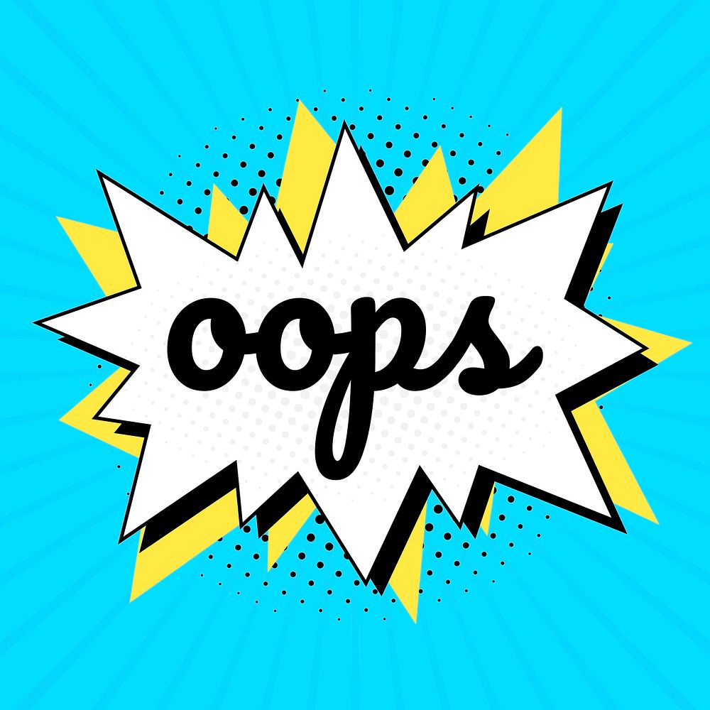 Oops text comic typeface clipart spiky bubble