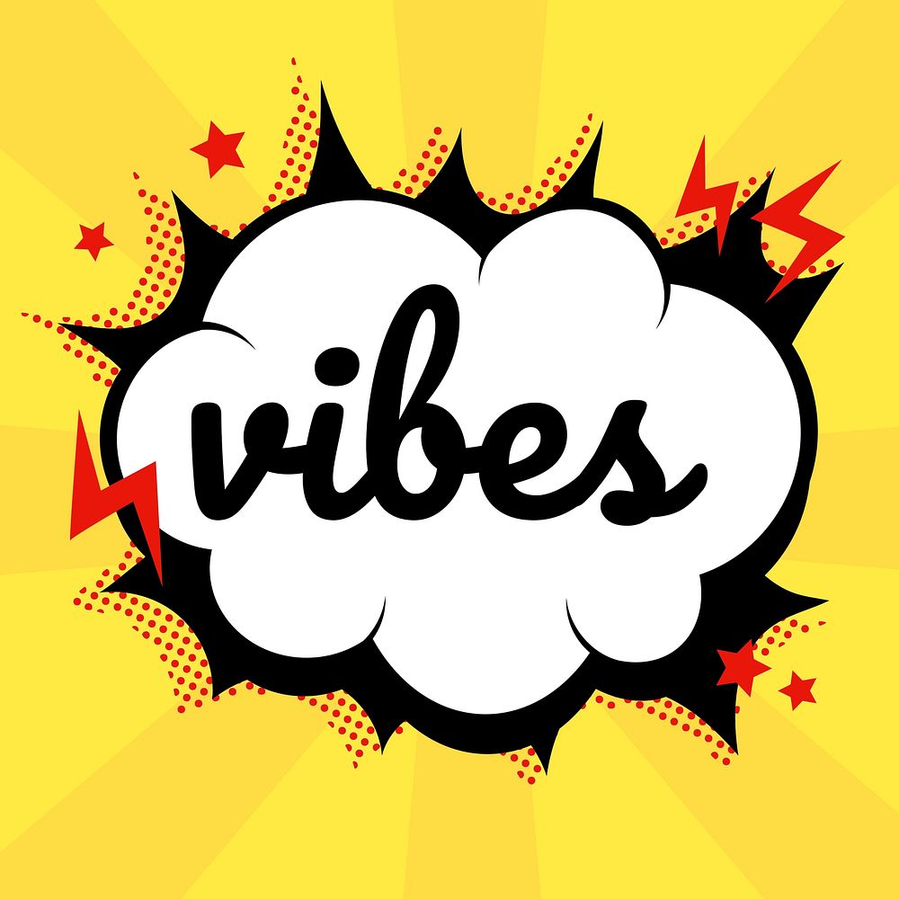 Vibes word comic speech bubble calligraphy clipart