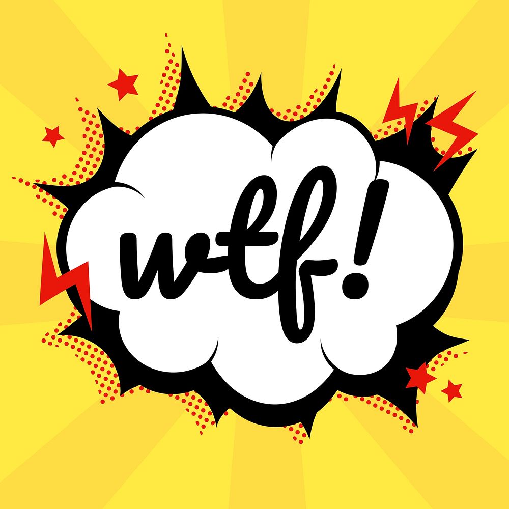 WTF! word comic speech bubble calligraphy clipart