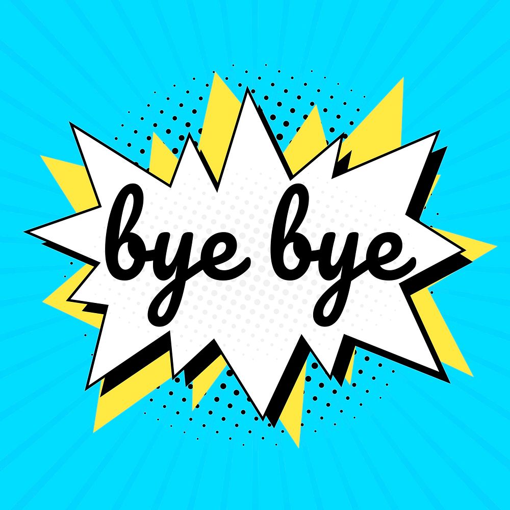 Bye bye text comic typeface clipart spiky bubble
