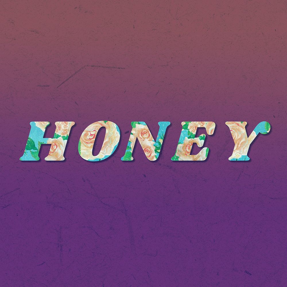 Honey retro floral pattern typography