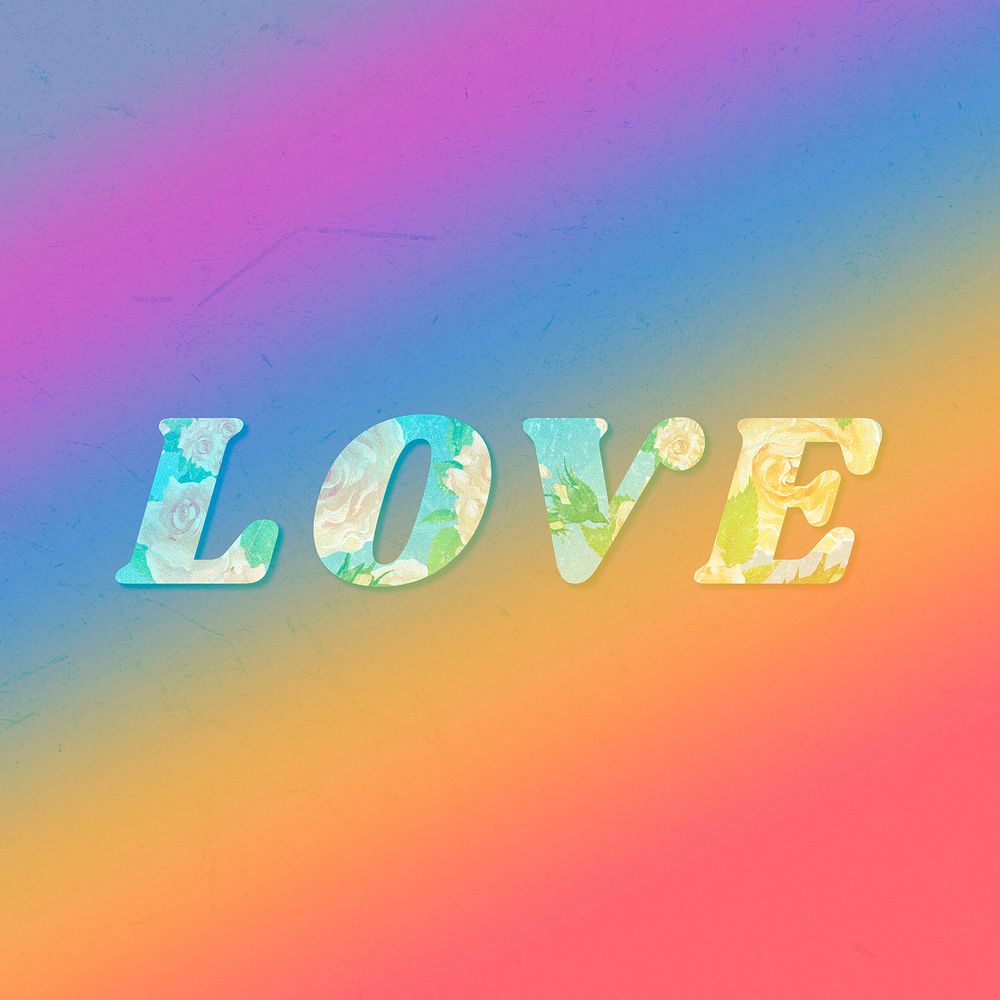Colorful love text vintage font