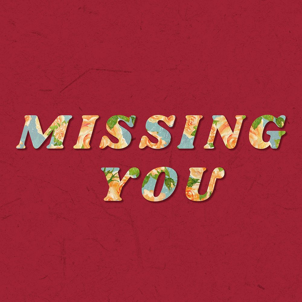 Colorful missing you typography vintage font