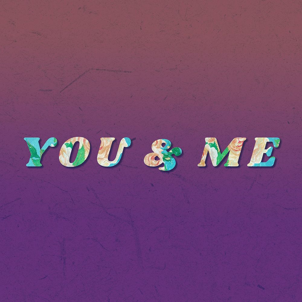 You & me typography bold floral font