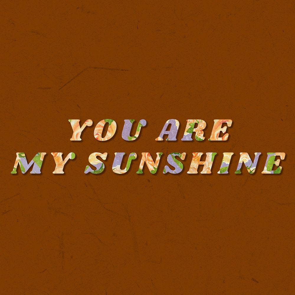 You are my sunshine floral pattern font typography