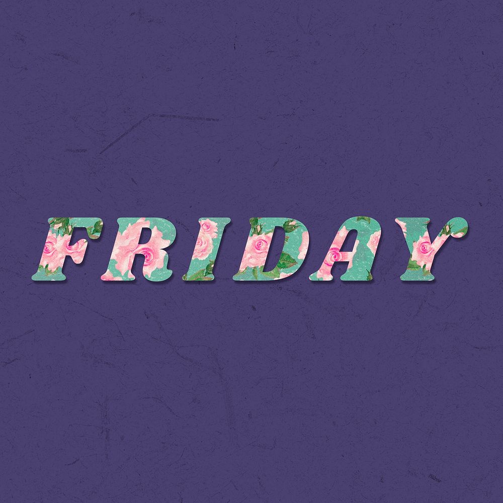 Floral Friday retro pattern typography
