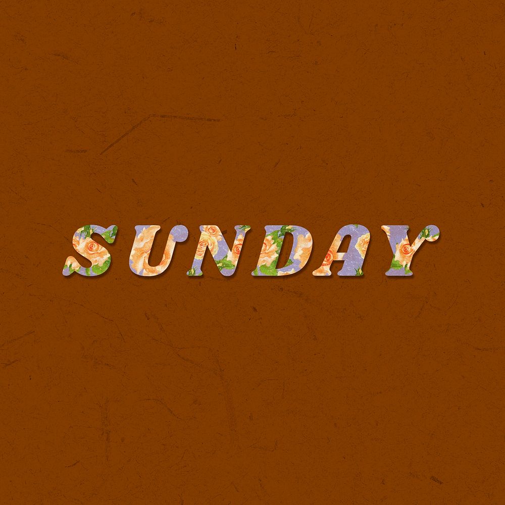 Sunday word retro floral typography