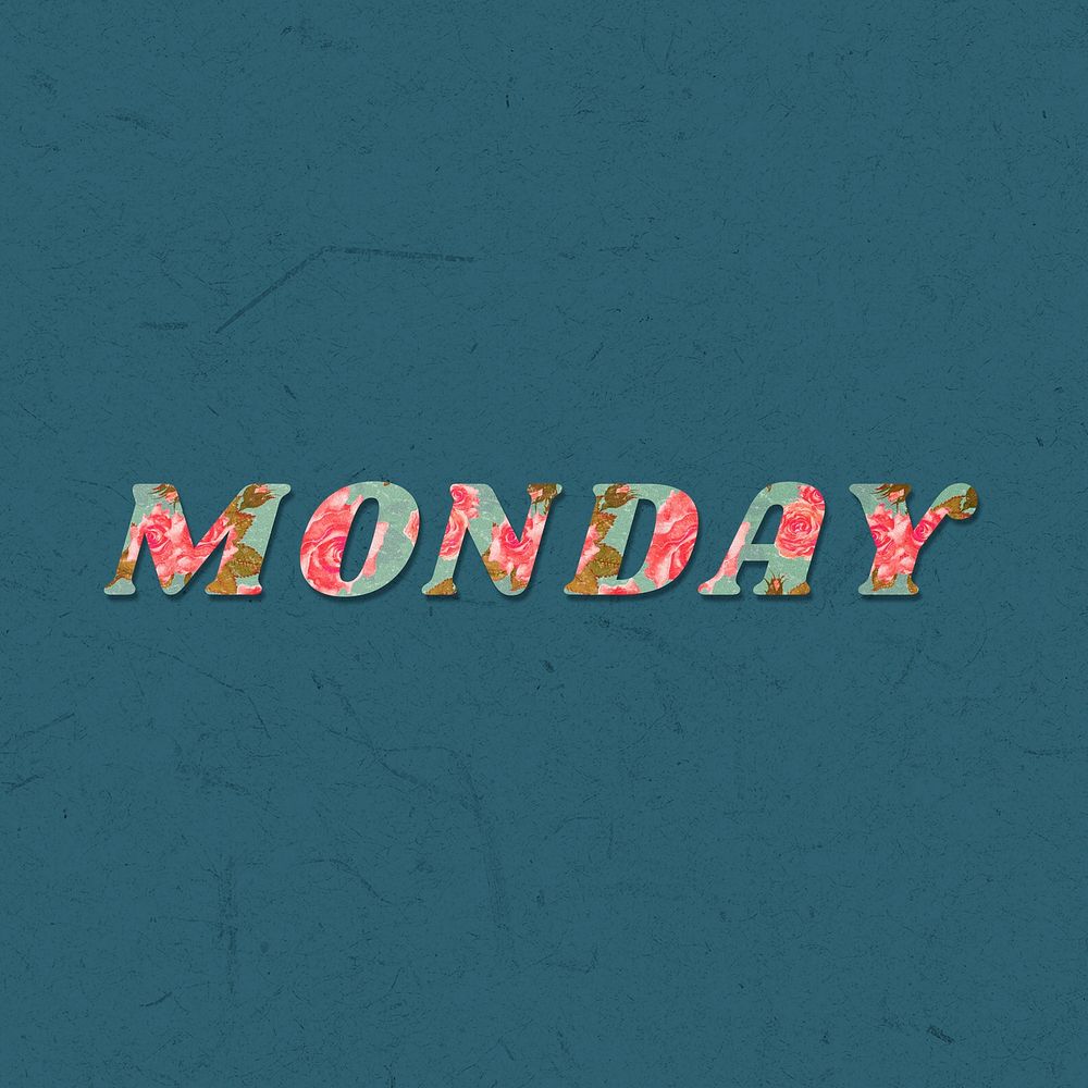 Monday floral pattern font typography