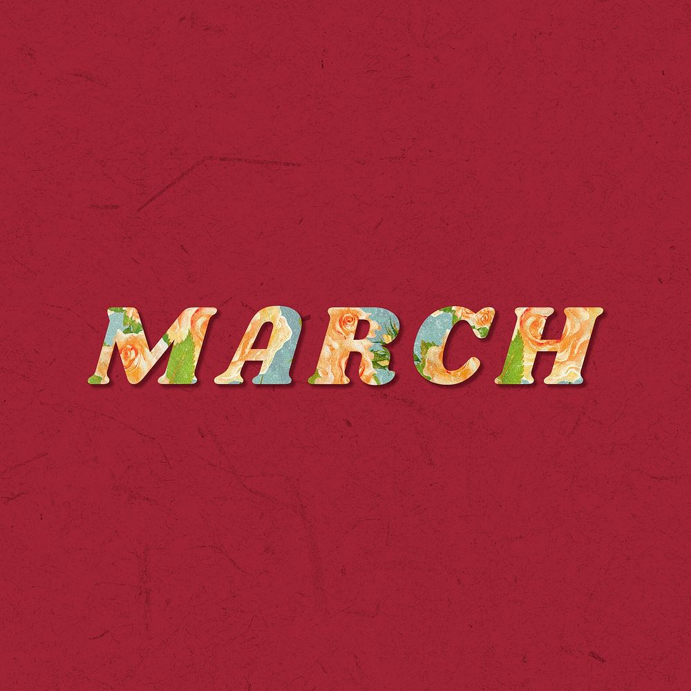 Colorful March month text