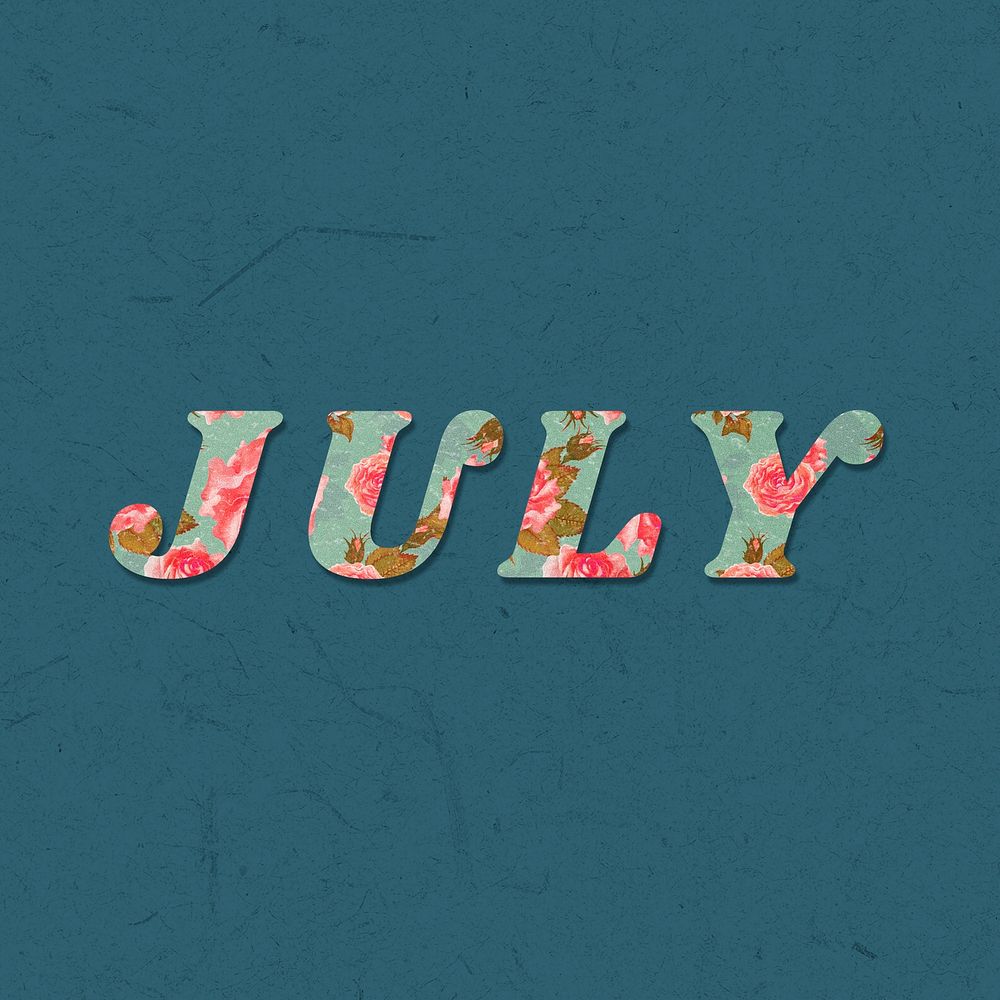 July floral pattern font typography