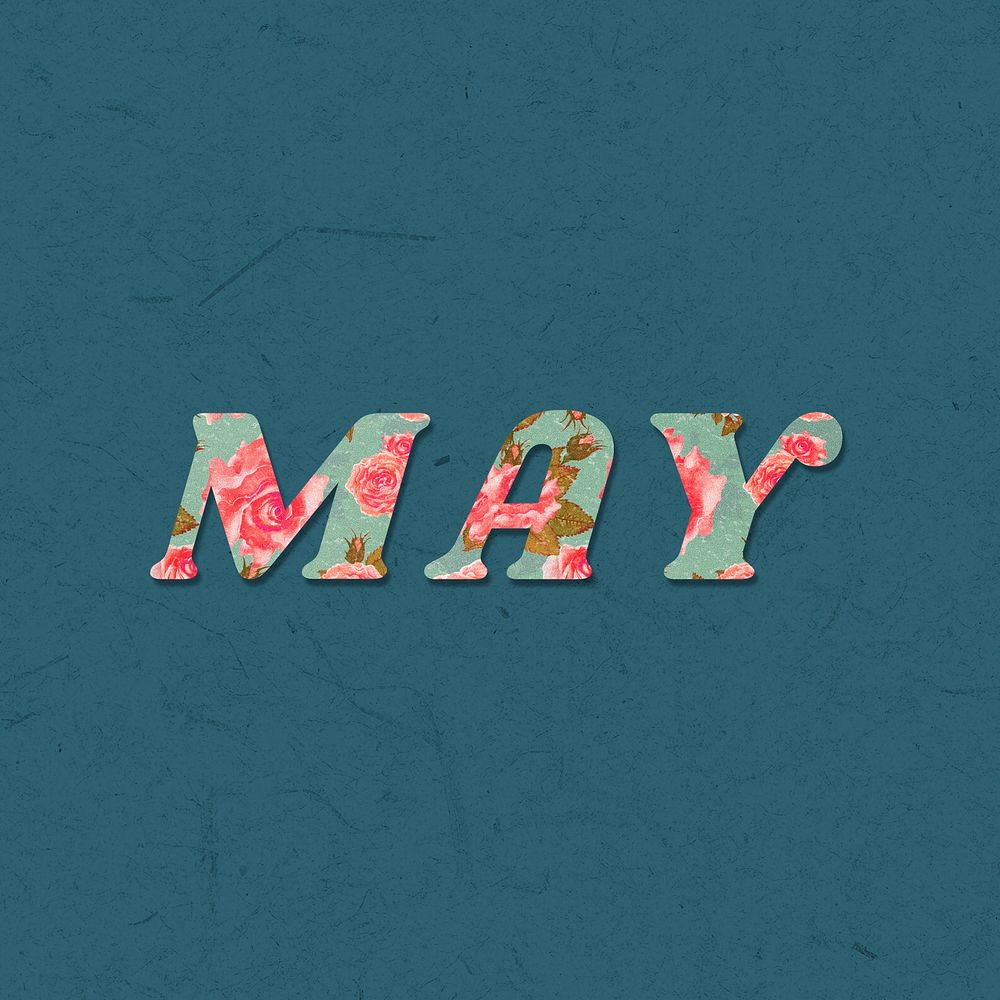 May month bold floral pattern font
