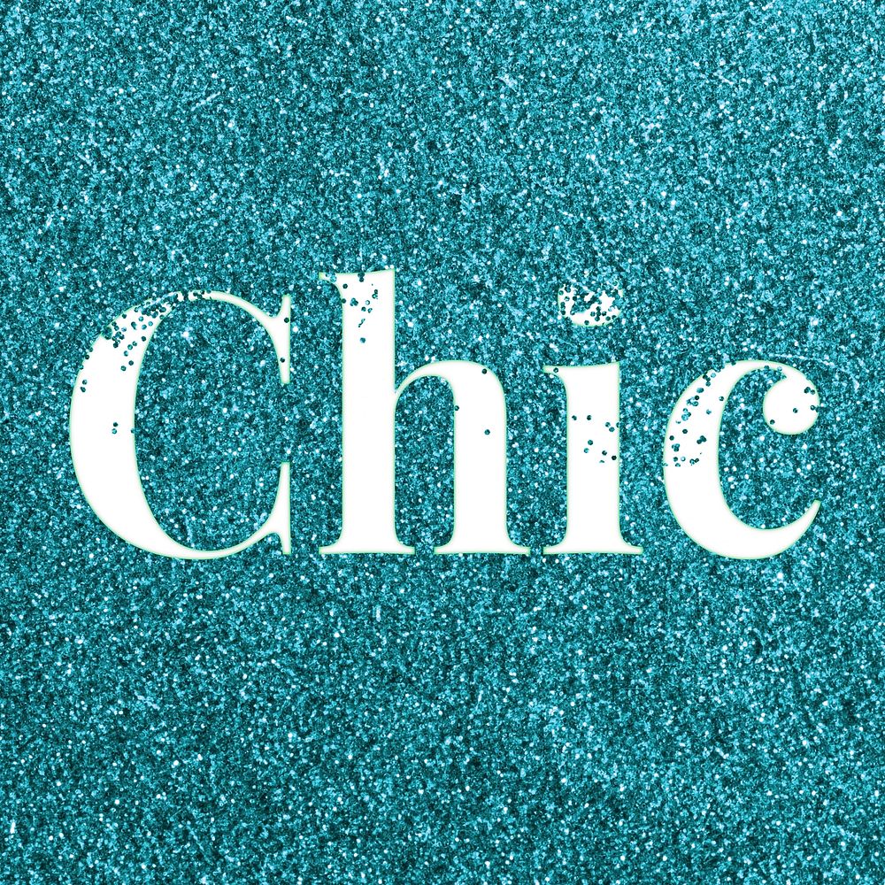 Chic teal glitter lettering typography