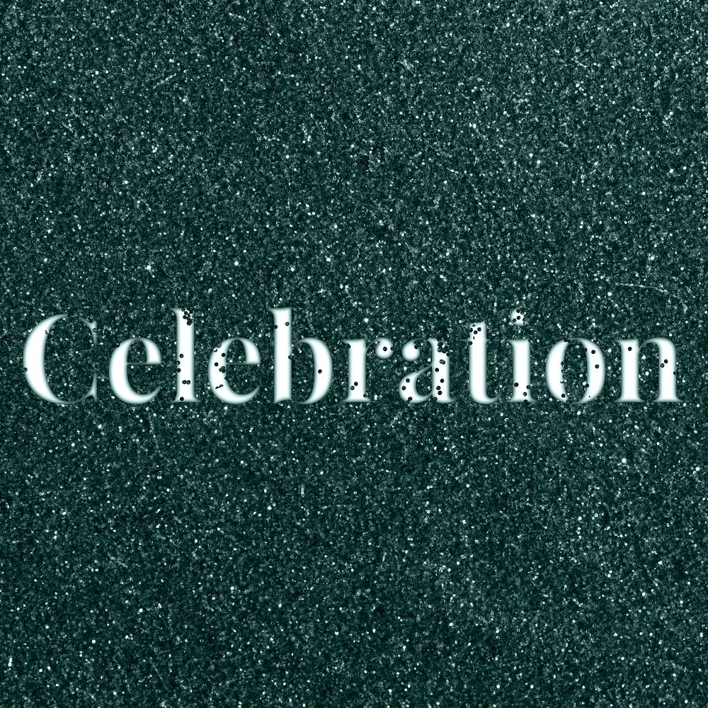 Dark green glitter celebration word art typography festive effect