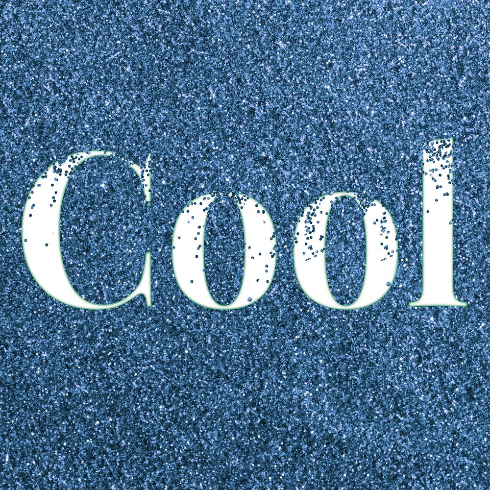 Cool blue glitter text typography