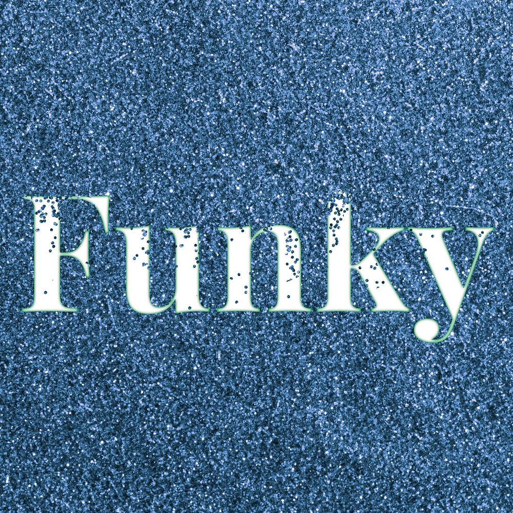 Funky blue glitter text typography