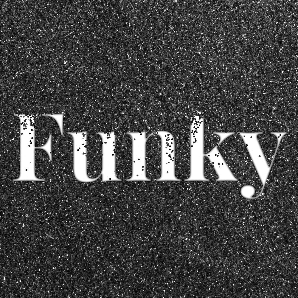 Black glitter funky word typography festive effect