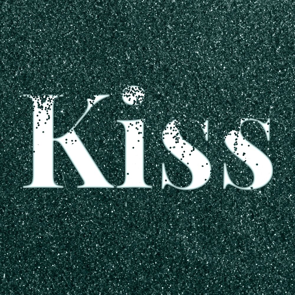 Kiss text typography glitter font