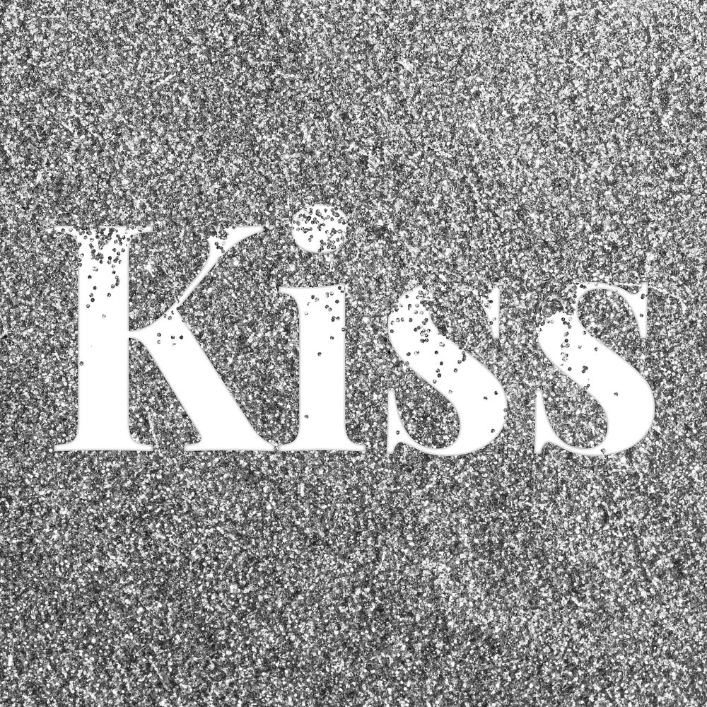 Gray glitter kiss text typography festive effect