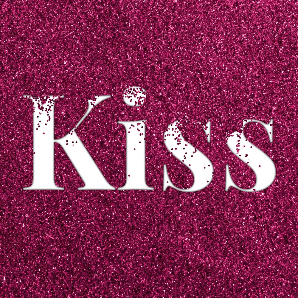 Kiss ruby glitter text typography