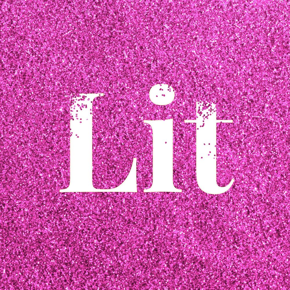 Pink glitter lit text typography festive effect