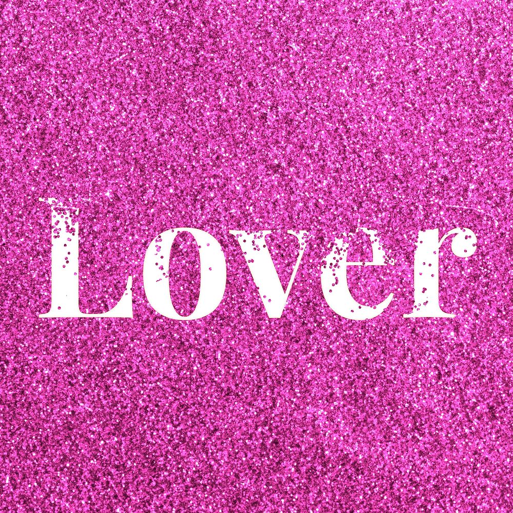 Lover pink glitter text typography