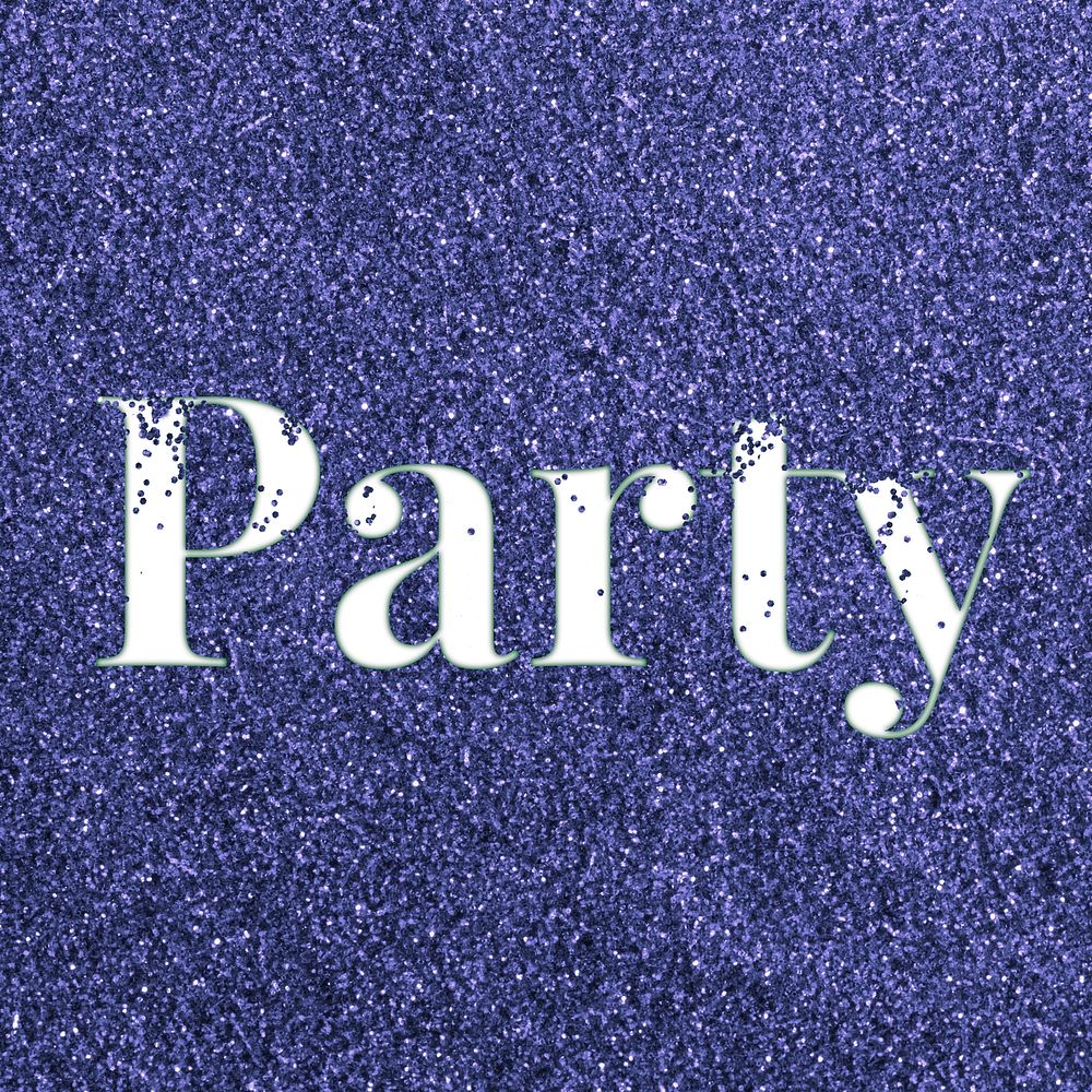 Party word typography glitter font
