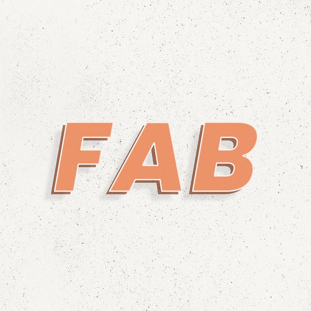 Fab word retro 3d effect typography lettering