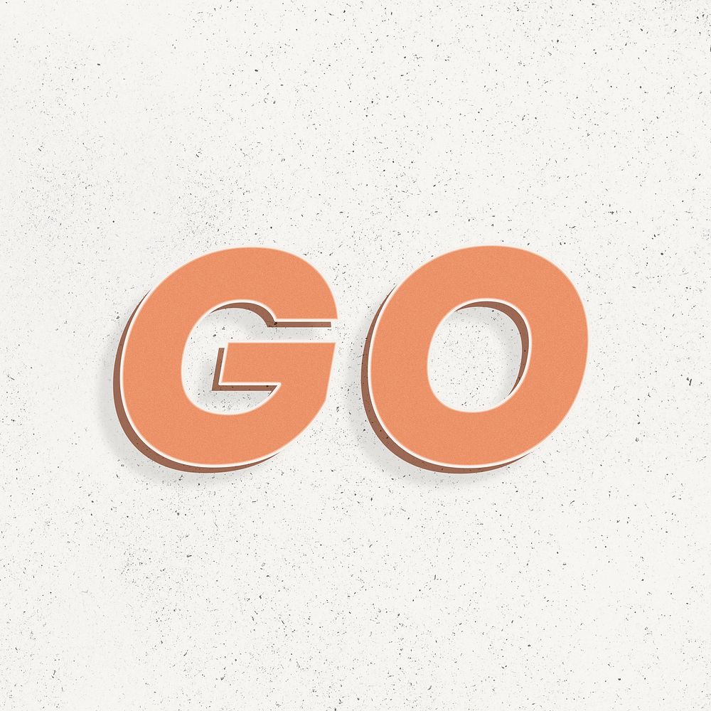 Bold text go word retro font lettering