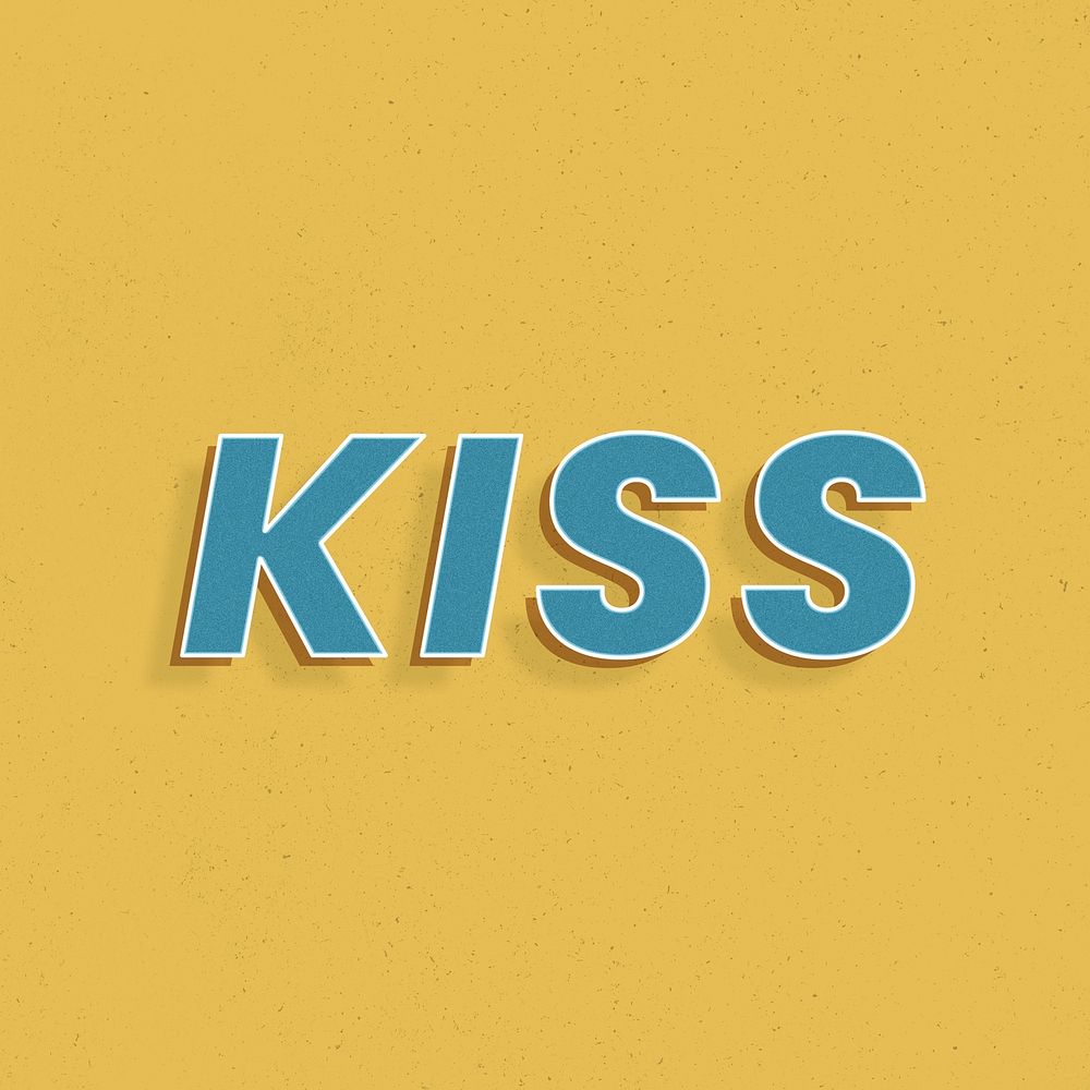 Retro kiss word shadow typography lettering