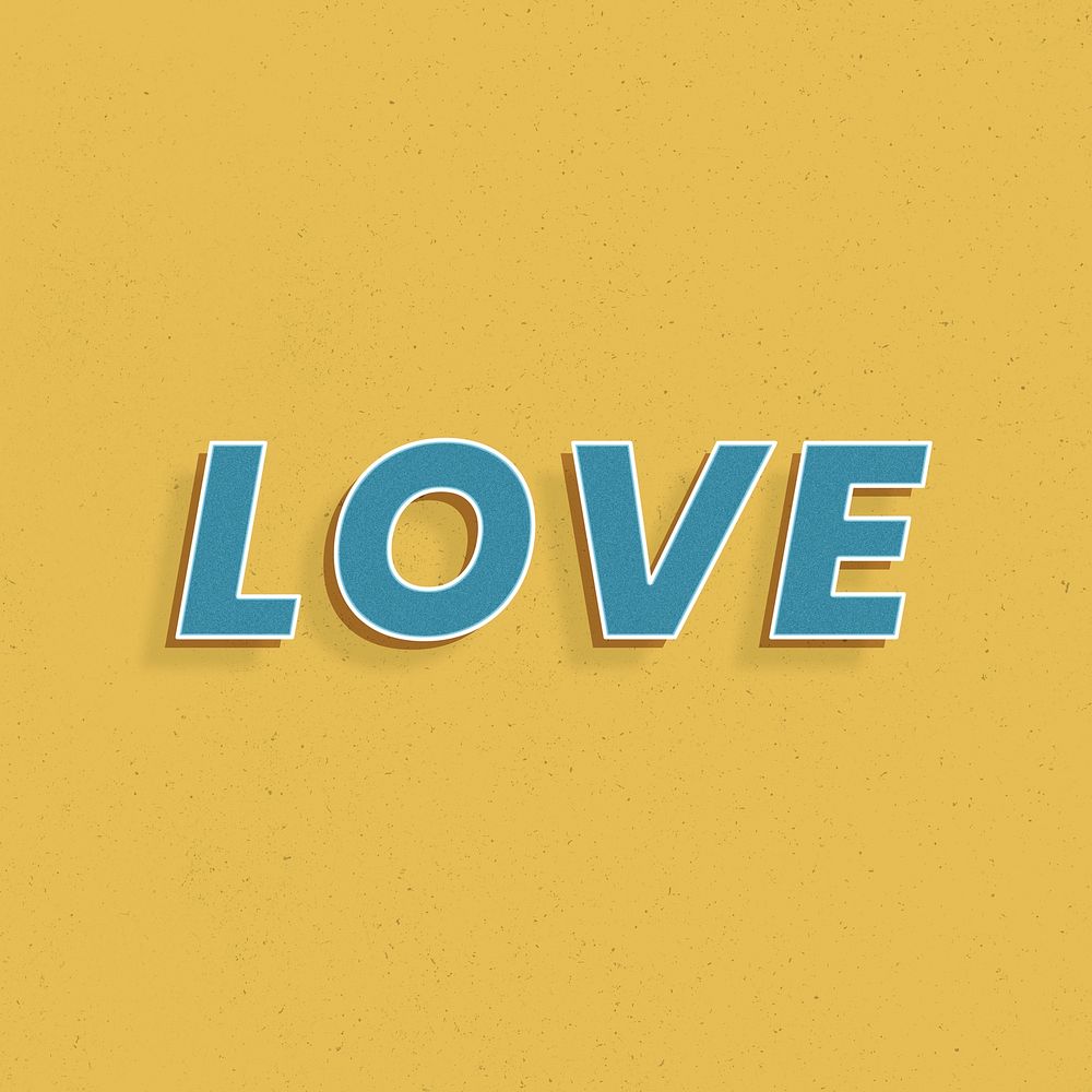 Love retro style shadow typography 3d effect