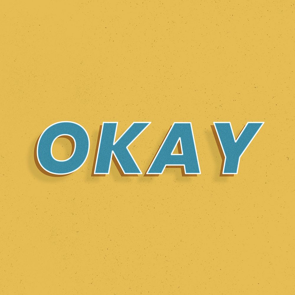 Okay word retro 3d effect typography lettering