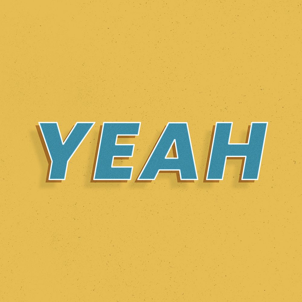 Yeah text retro 3d effect typography lettering