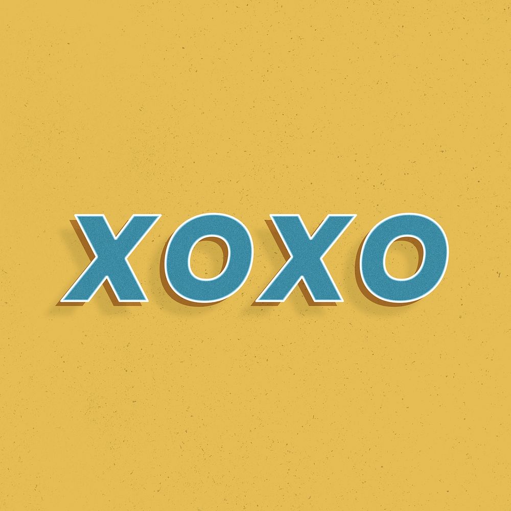 XOXO word 3d bold effect retro lettering 