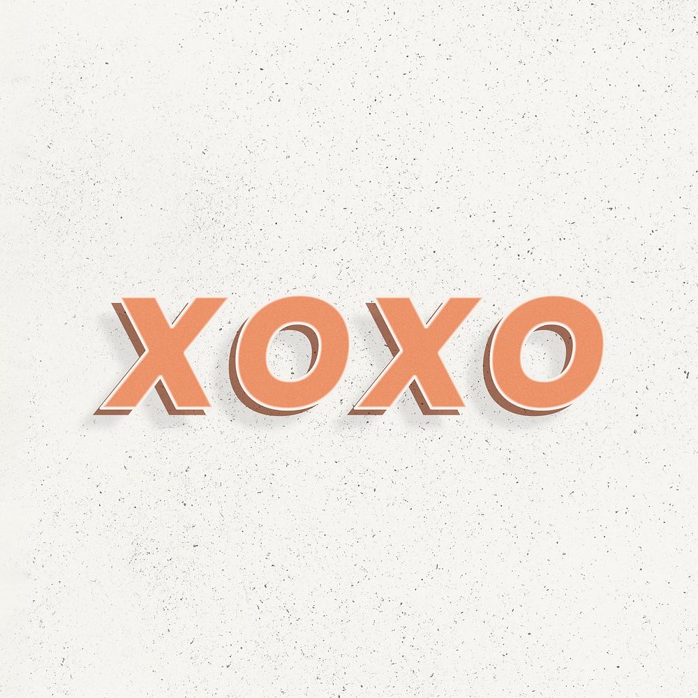 Retro XOXO word bold text typography 3d effect