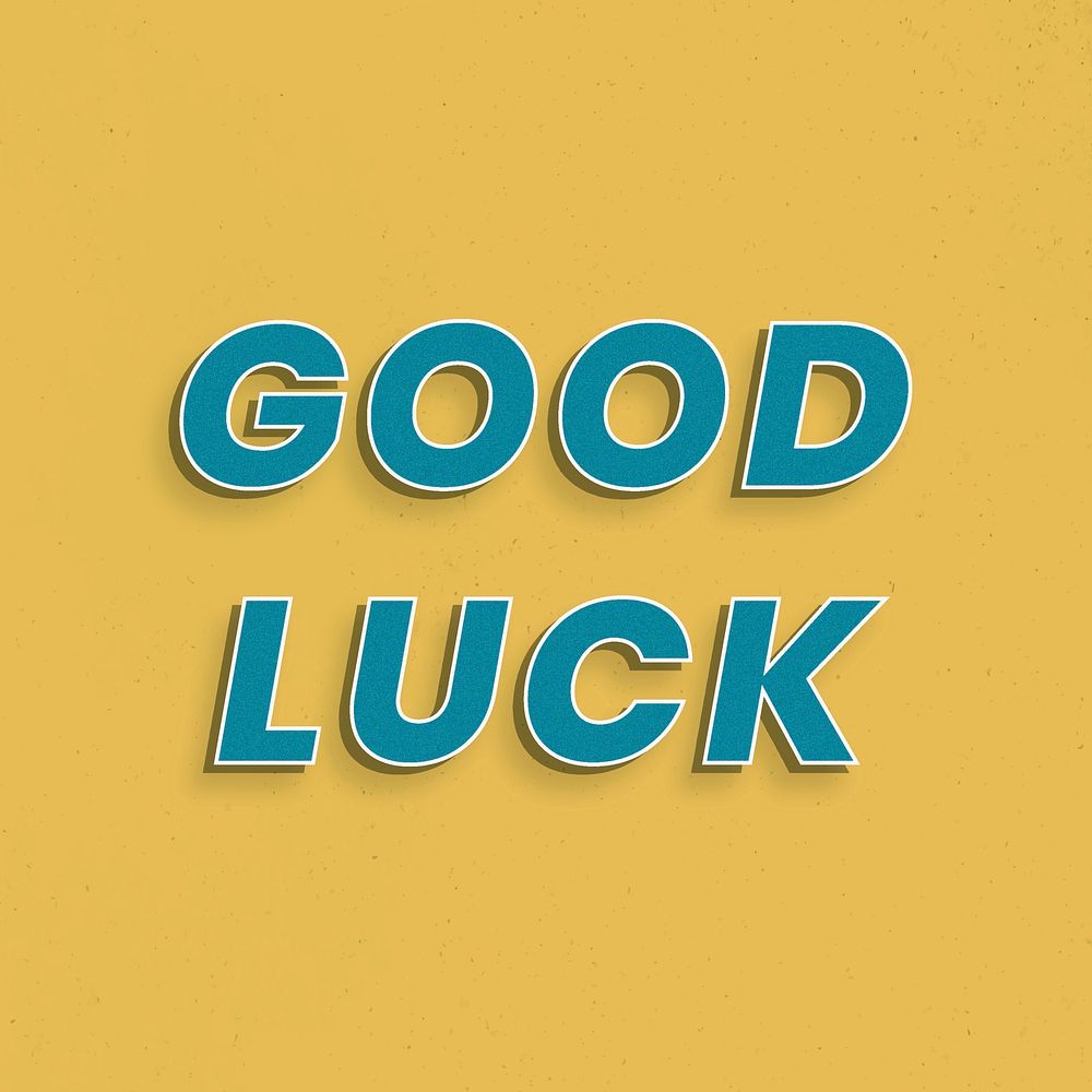 Text good luck vector retro lettering shadow typography