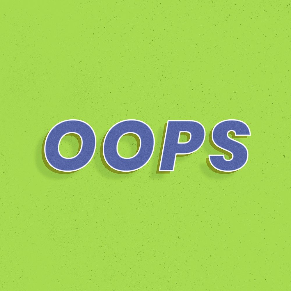 Oops text retro 3d effect typography lettering
